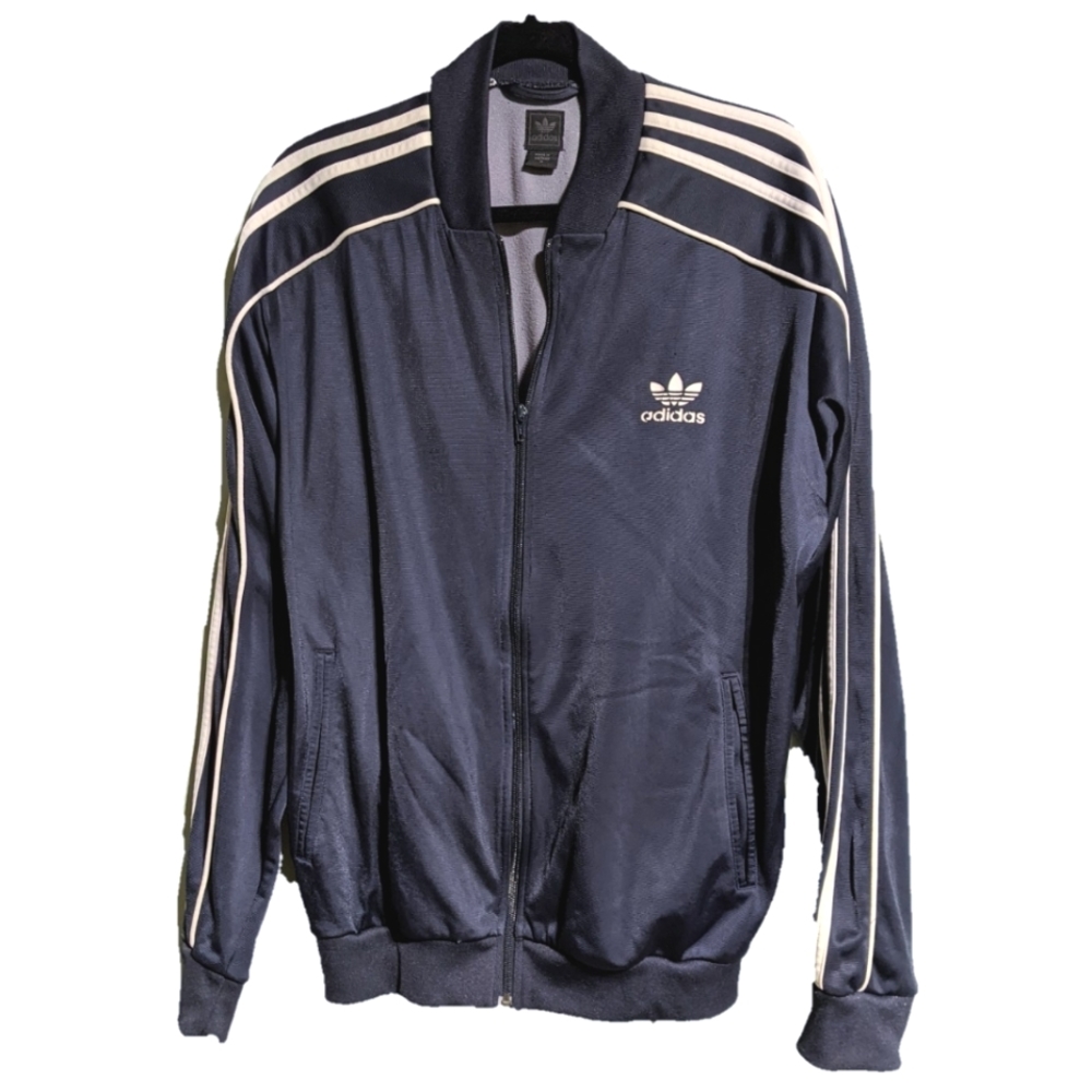 Vintage Adidas dark blue zip up track jacket. Men's medium.